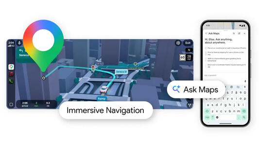 Google Maps bekommt Gemini-KI für komplexe Suche und „Immersive Navigation“